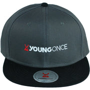 Young Once Embroidered Snapback Hat Black-Gray front view