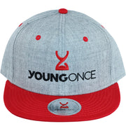 Young Once Embroidered Snapback Hat Red-Gray front view