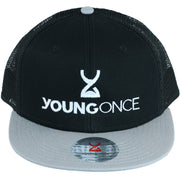 Young Once Embroidered Snapback Hat Gray-Black front view